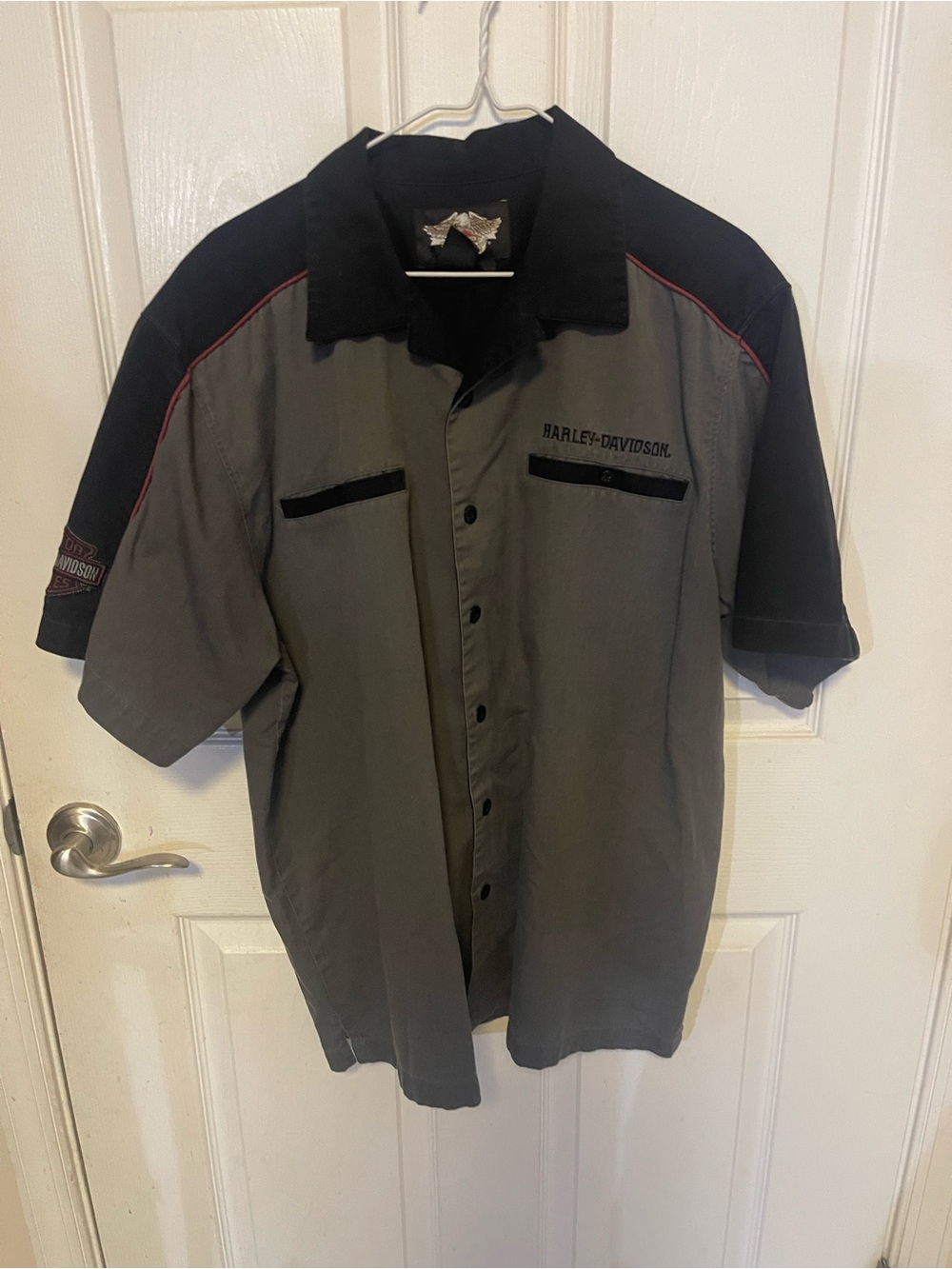 Harley-Davidson Gray & Black Mechanic-Style Short Sleeve Shirt